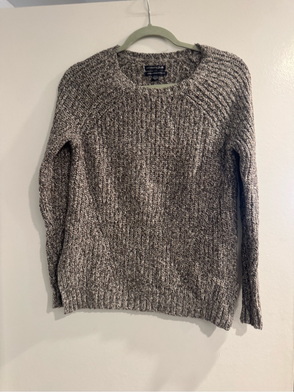 American Eagle Marled Crewneck Sweater Brown Gray Cozy Pullover Women’s Small